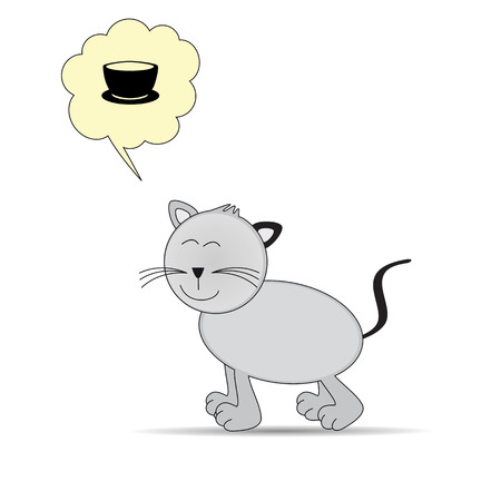 Cute and happy cat in color greyのイラスト素材