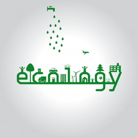Abstract ecology green concept with word ecoのイラスト素材