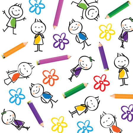 Small and smile cute children on white backgroundのイラスト素材