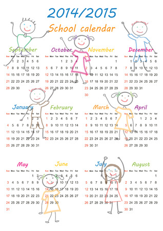 Colorful school calendar on new year school from 2014 to 2015 yearのイラスト素材
