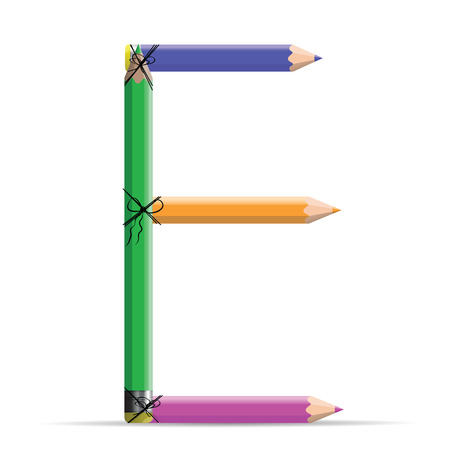 Letter E with colorful crayonsのイラスト素材