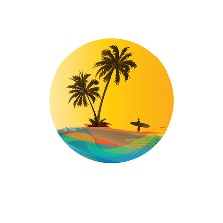Palms and beach, exotic and summer backgroundのイラスト素材