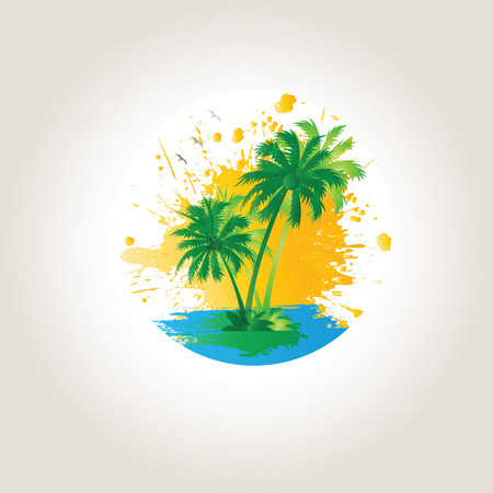 Palms and beach, exotic and summer backgroundのイラスト素材