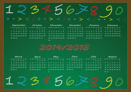 Colorful kids school calendar from 2014 to 2015 yearのイラスト素材