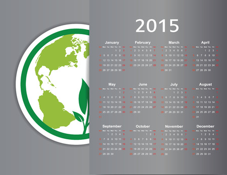 Cute green and ecology calendar on 2015 yearのイラスト素材
