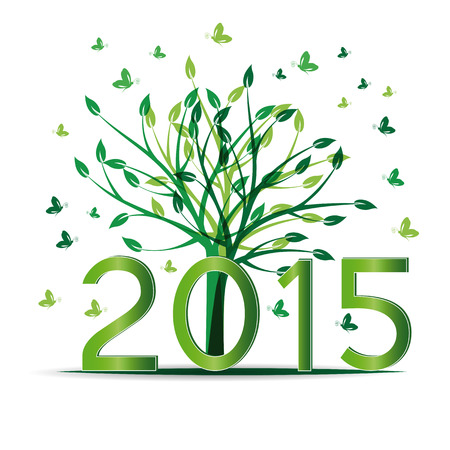 Cute card on 2015 year with green setsのイラスト素材