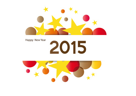 Cute and colorful card on New Year 2015のイラスト素材