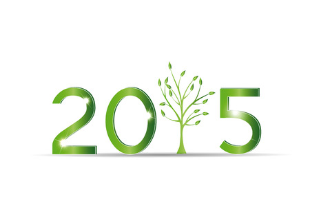 Cute card on 2015 year with green setsのイラスト素材