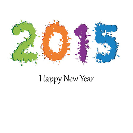 Cute and colorful card on New Year 2015のイラスト素材
