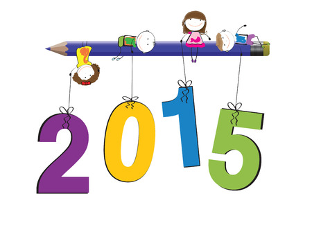 Cute and colorful card on New Year 2015のイラスト素材
