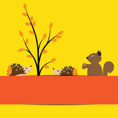 Colorful and cute border with autumn elementsのイラスト素材