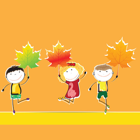 Colorful and cute background with autumn elementsのイラスト素材