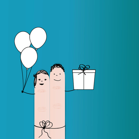 Abstarct and simple card showing happy couple fingersのイラスト素材