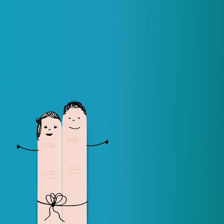 Abstarct and simple card showing happy couple fingersのイラスト素材
