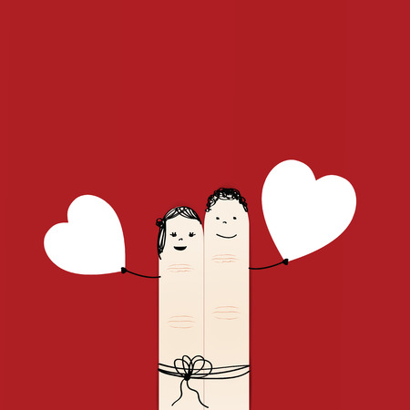 Abstarct and simple card showing happy couple fingersのイラスト素材