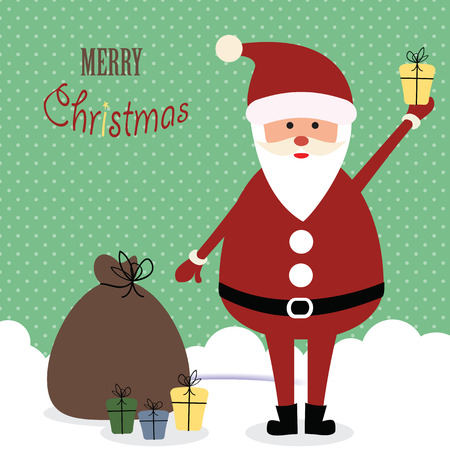 Cute christmas card with Santa and presentsのイラスト素材