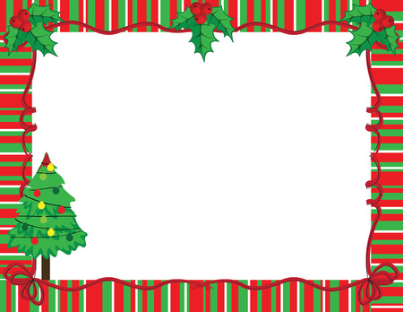 Cute Christmas frame in red and green colorのイラスト素材