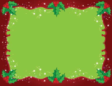 Cute Christmas frame in red and green colorのイラスト素材