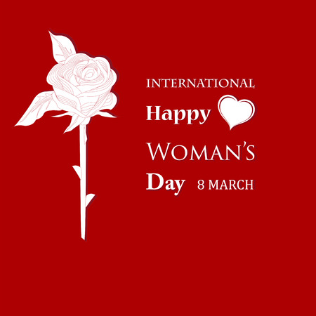 March 8 Women's Day card with roses on red background.のイラスト素材