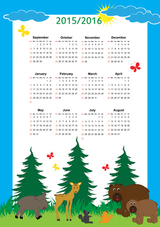 School calendar on new year school from 2015 to 2016 yearのイラスト素材