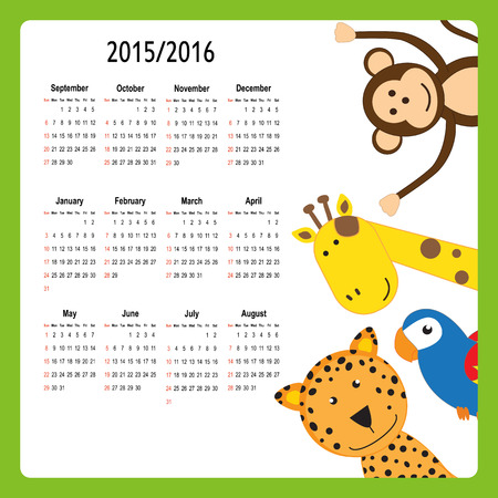 School calendar on new year school from 2015 to 2016 yearのイラスト素材