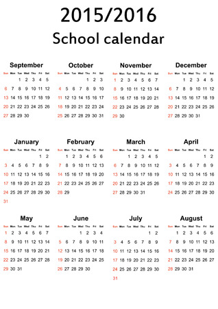 School calendar on new year school from 2015 to 2016 yearのイラスト素材