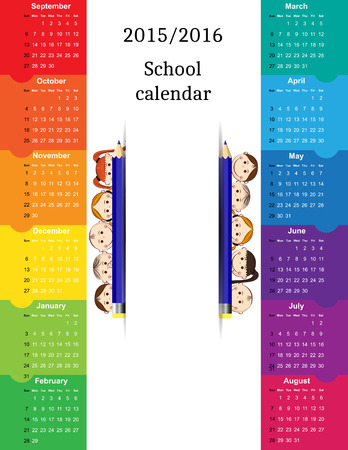School calendar on new year school from 2015 to 2016 yearのイラスト素材