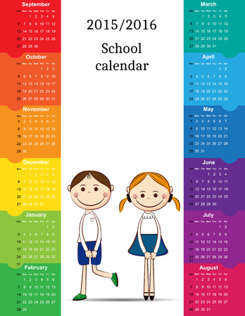 School calendar on new year school from 2015 to 2016 yearのイラスト素材