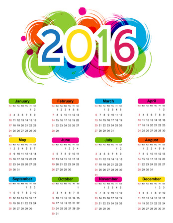 Colorful calendar for the new year 2016のイラスト素材