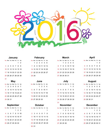 Colorful calendar for the new year 2016のイラスト素材