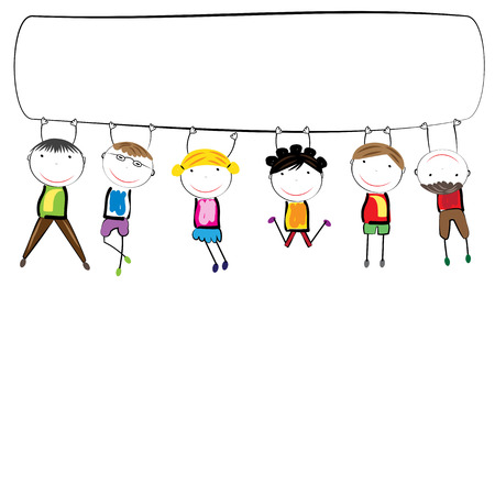 Happy, healthy and colorful girls and boysのイラスト素材