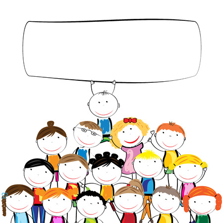 Happy, healthy and colorful girls and boysのイラスト素材