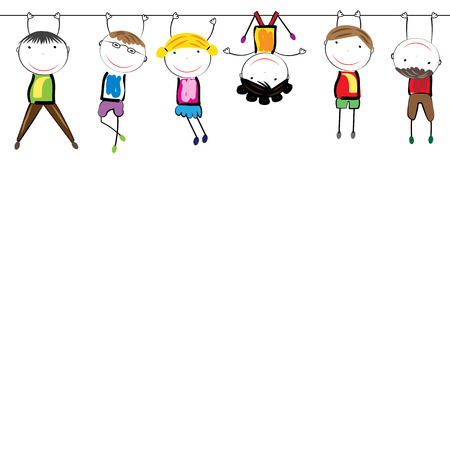 Happy, healthy and colorful girls and boysのイラスト素材