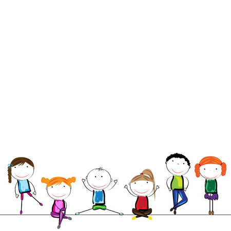 Happy, healthy and colorful girls and boysのイラスト素材