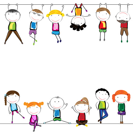 Happy, healthy and colorful girls and boysのイラスト素材
