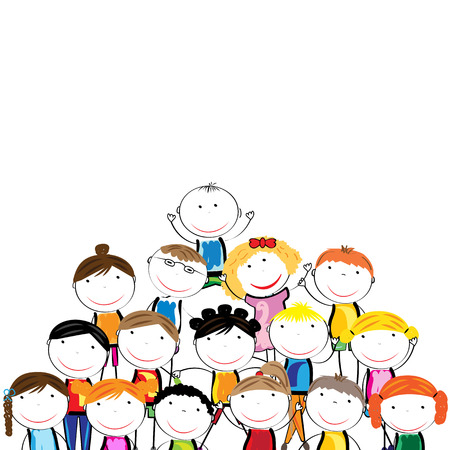 Happy, healthy and colorful girls and boysのイラスト素材