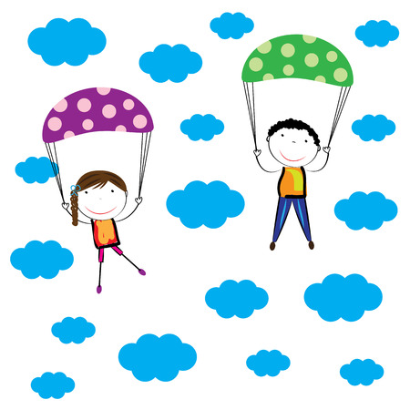 Happy, healthy and colorful girls and boysのイラスト素材