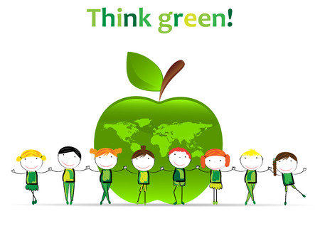 Cute boys and girls protection the earth.のイラスト素材