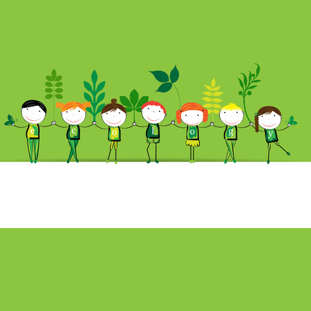 Cute boys and girls protection the earth.のイラスト素材