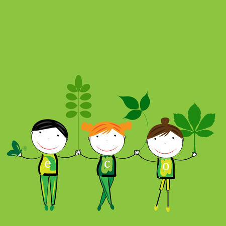 Cute boys and girls protection the earth.のイラスト素材