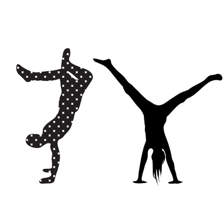 Happy girls and boys playing and jumpingのイラスト素材