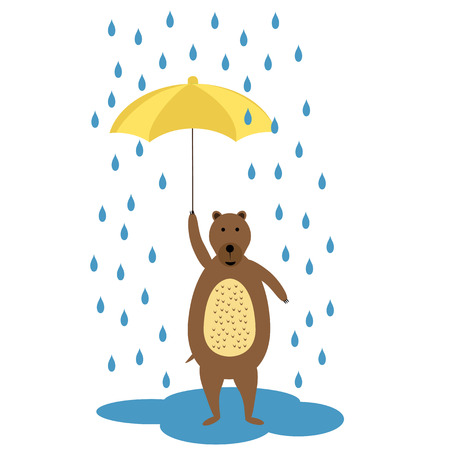 Colorful kids card with bear and umbrellaのイラスト素材