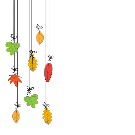 Abstract and cute card with colorful autumn leafsのイラスト素材