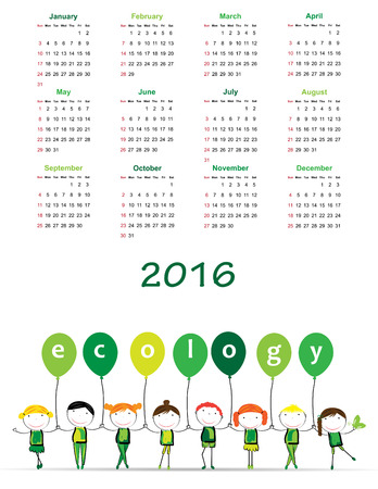 Cute green and ecology calendar on 2015 yearのイラスト素材