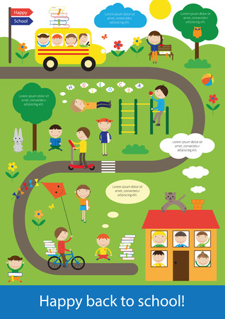 Infographic show happy kids back to school.のイラスト素材