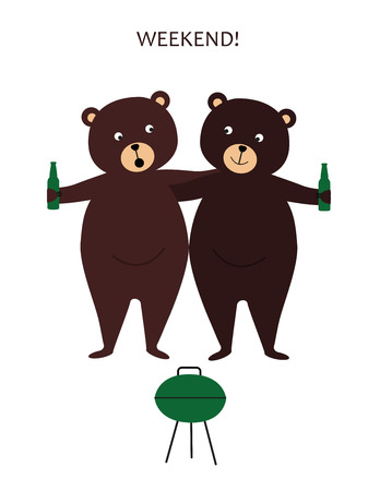 Happy bears grills - weekend!のイラスト素材