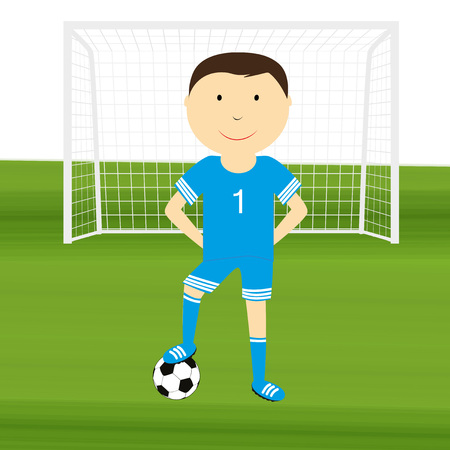 Happy boy is playing footballのイラスト素材