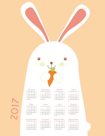 Cute calendar for the New Year 2017のイラスト素材