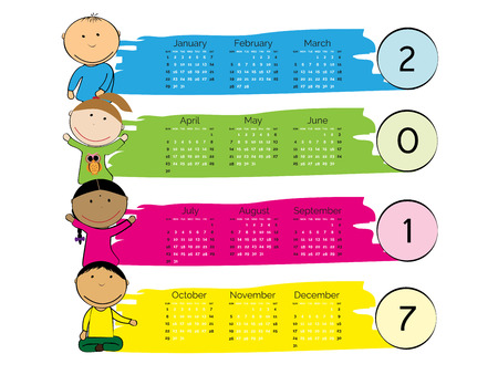 Cute calendar for the New Year 2017のイラスト素材