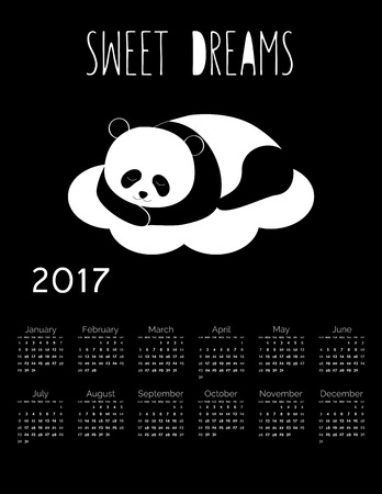 Cute calendar for the New Year 2017のイラスト素材